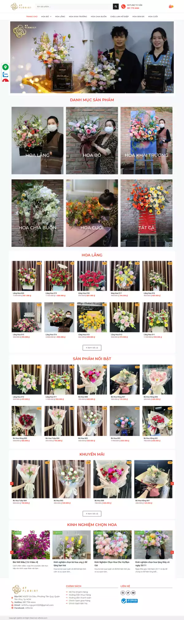 Mẫu Website shop bán hoa 4tflorist B1033